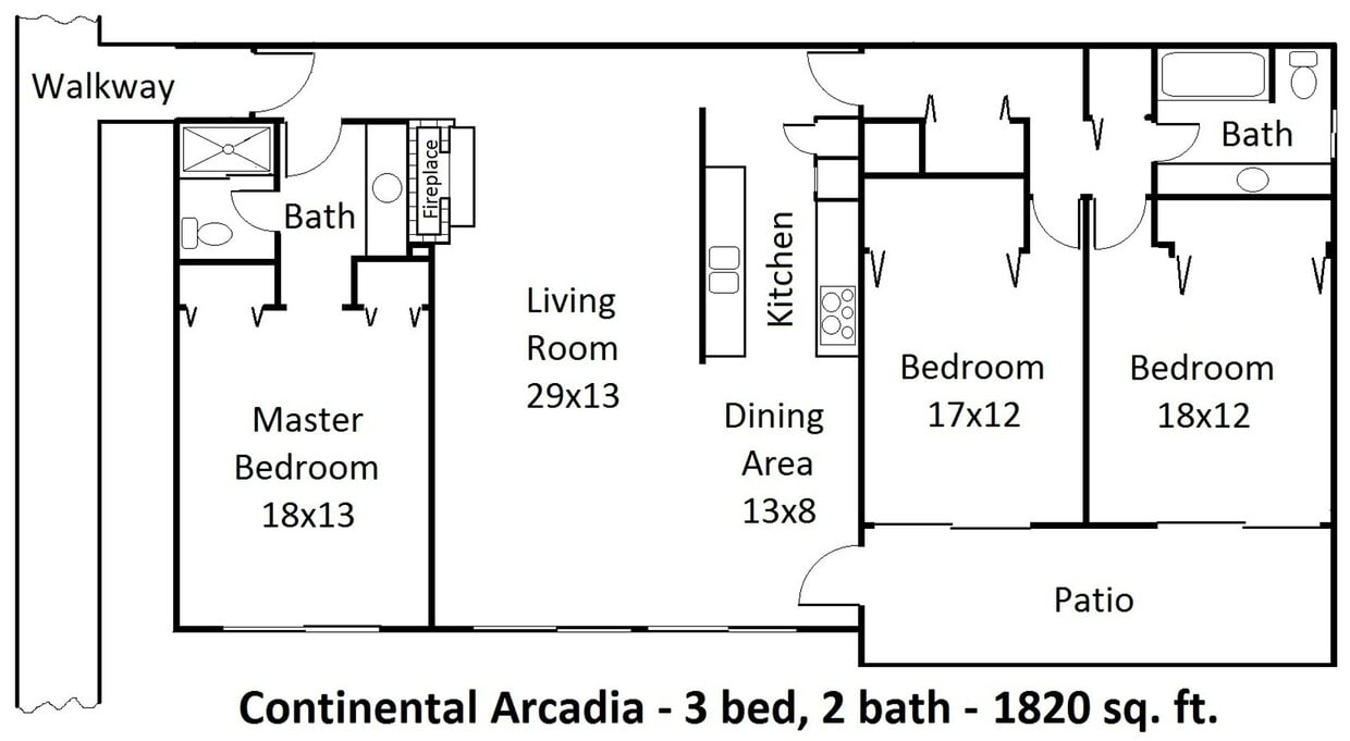 Floor Plan - Exceptionally Unique ENORMOUS 1,820 sq. ft. 3 B...