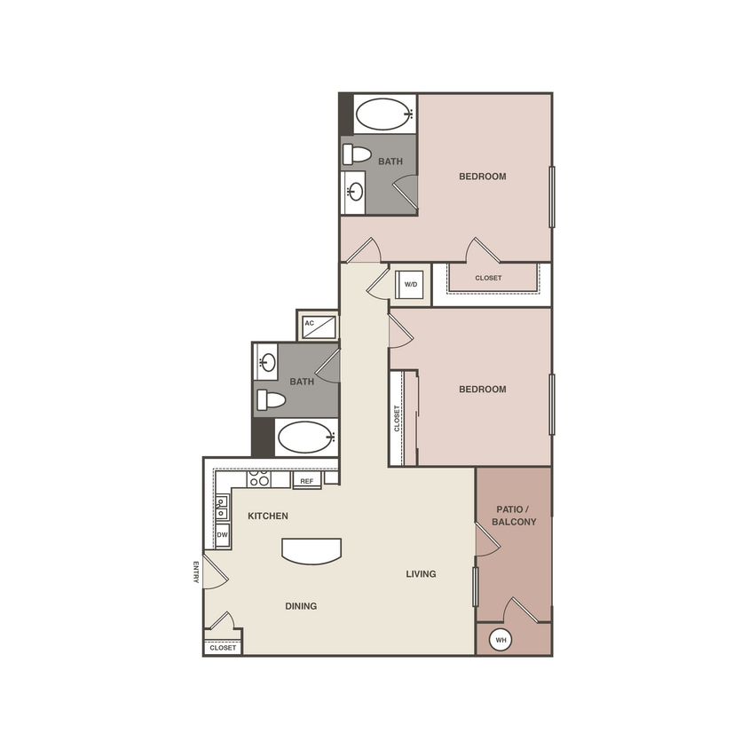 Floor Plan - 2 Bedrm 2 Bath 1027   Renovated