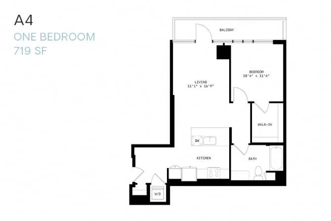 Floor Plan - One Bedroom A4