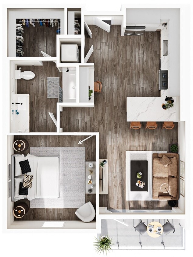 Floor Plan - 1 Bedroom | 1 Bath | Plan A10