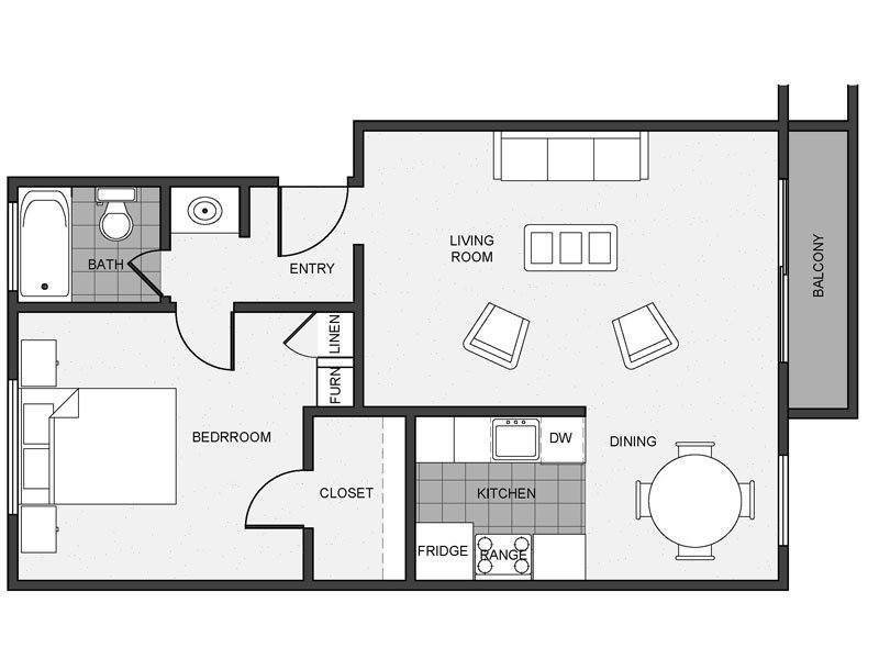 Floor Plan - 1 Bedroom 1 Bathroom  A1