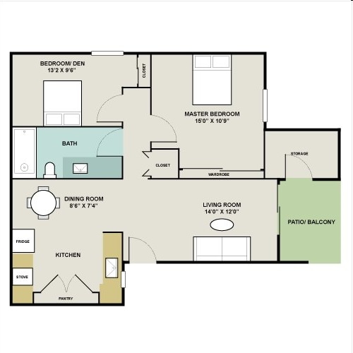 2BR/1BA - 2 Bedroom