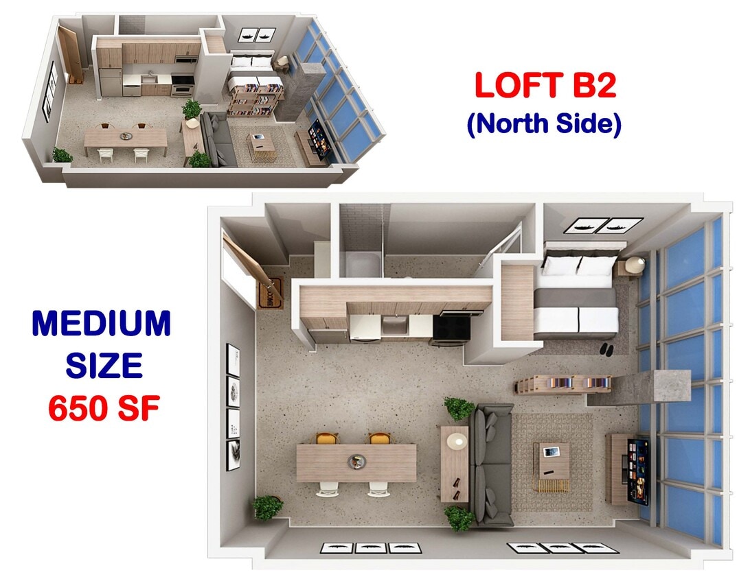 Floor Plan - Studio Loft B2 (North Side)