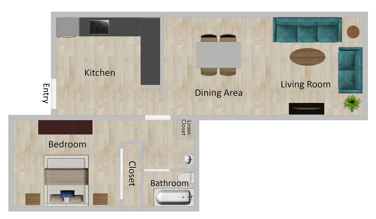 Fletcher1Bedroom (1) - 1x1R Patio