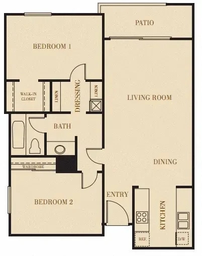 Floor Plan - 2BD, 1BTH B11