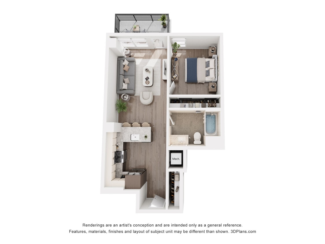 Floor Plan - F - 1 Bedroom