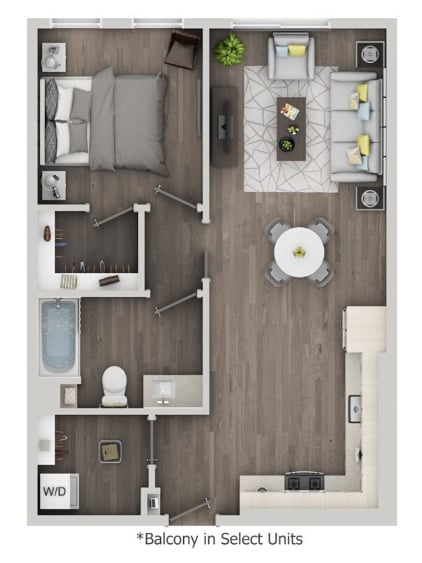 Floor Plan - 1BD, 1BTH C