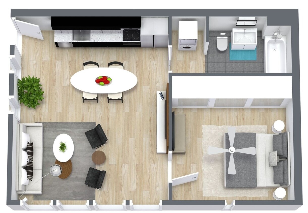Floor Plan - 1x1 - Fletcher 