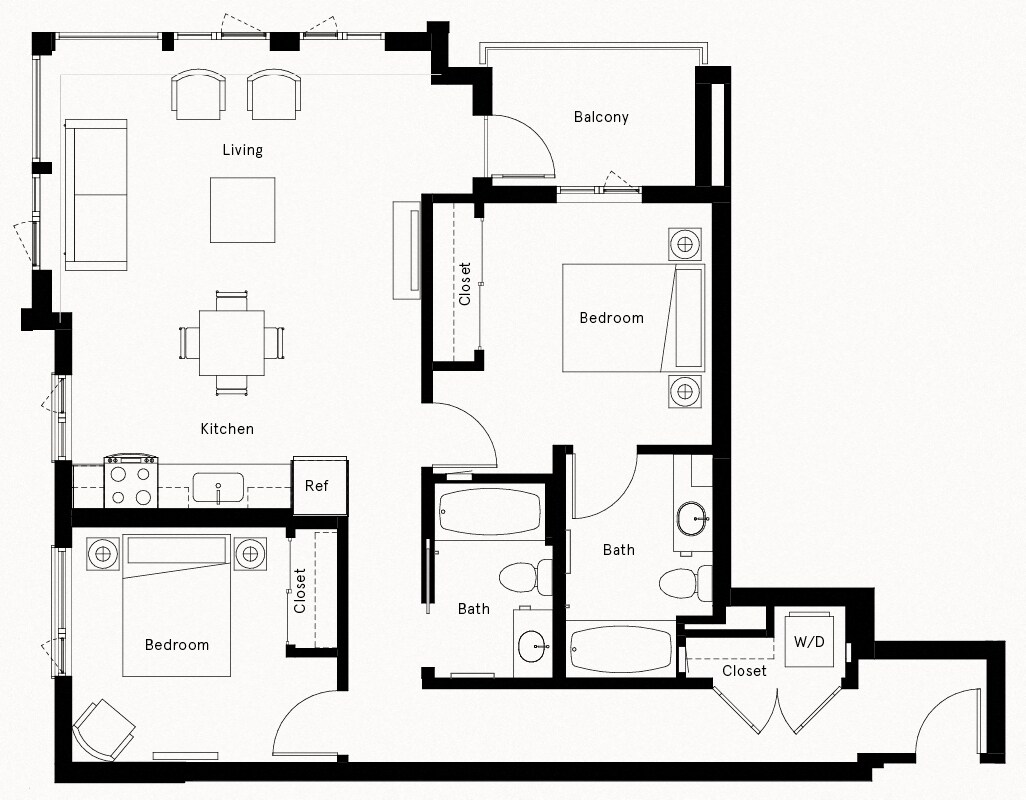Floor Plan - 2 Bed/2 Bath-A1