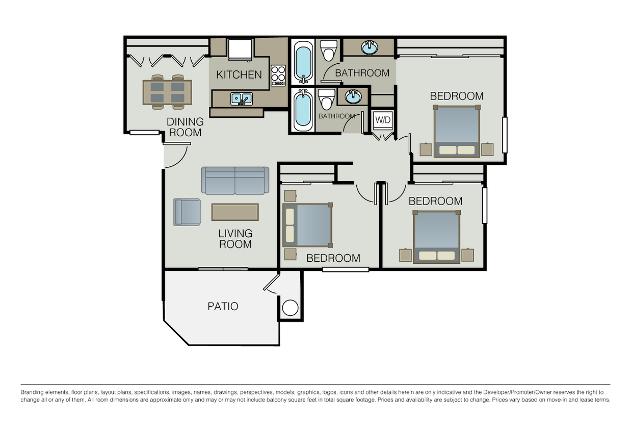 Floor Plan - 3 Bed 2 Bath D