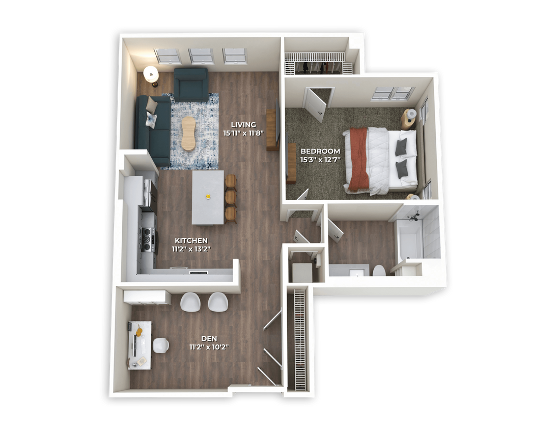 Floor Plan - A7 One Bedroom w/Den