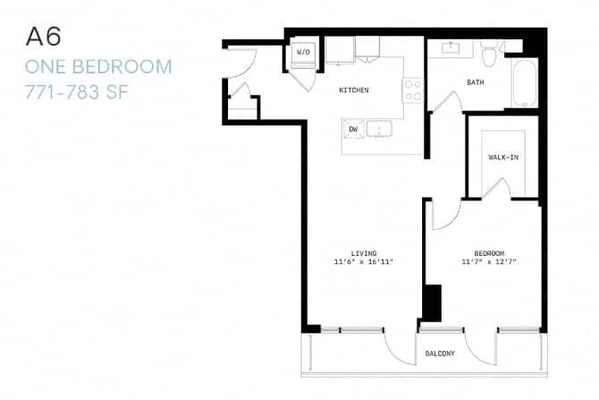 Floor Plan - One Bedroom A6
