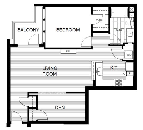 Floor Plan - 1x1 Den 963