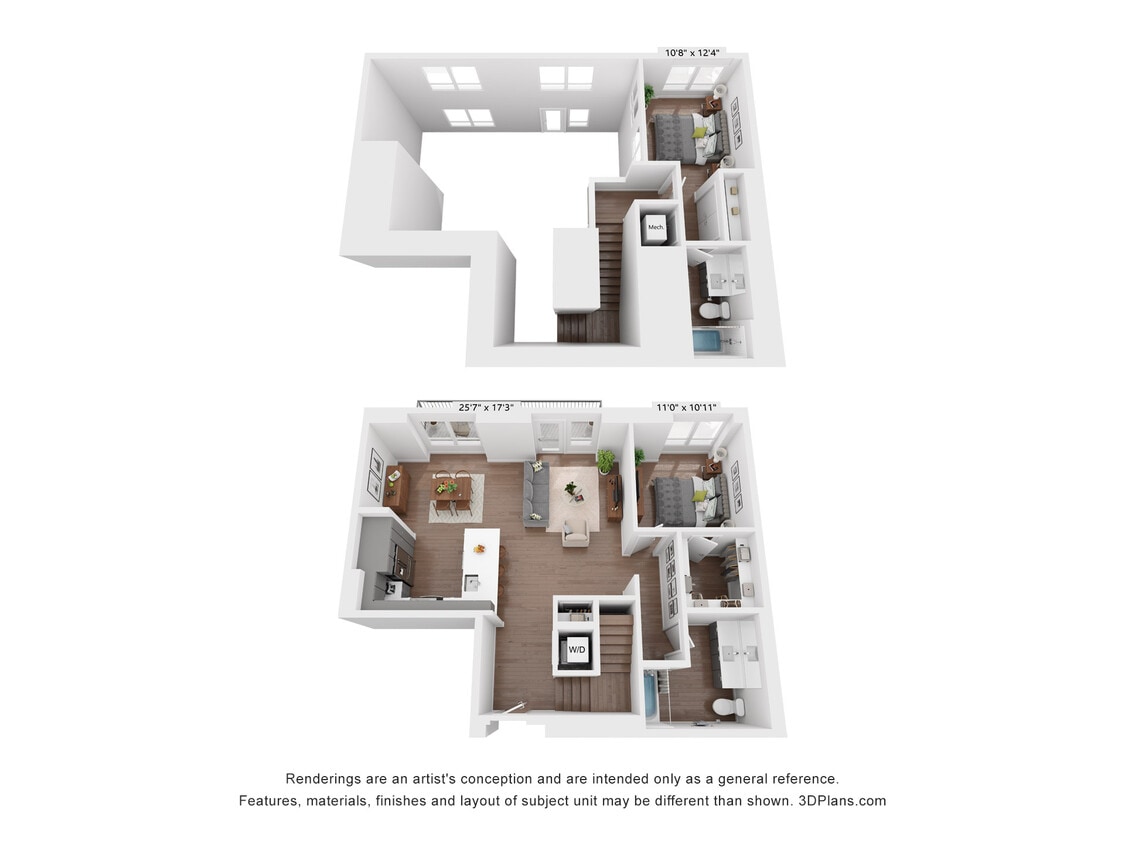 Floor Plan - 2 Bedroom, 2 Bath Townhome