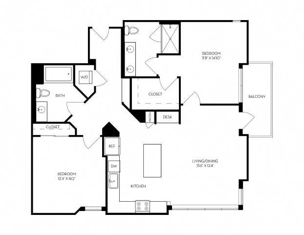 Floor Plan - 2x2 - H2-L