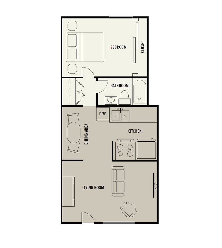 Floor Plan - 1 Bedroom 1 bath