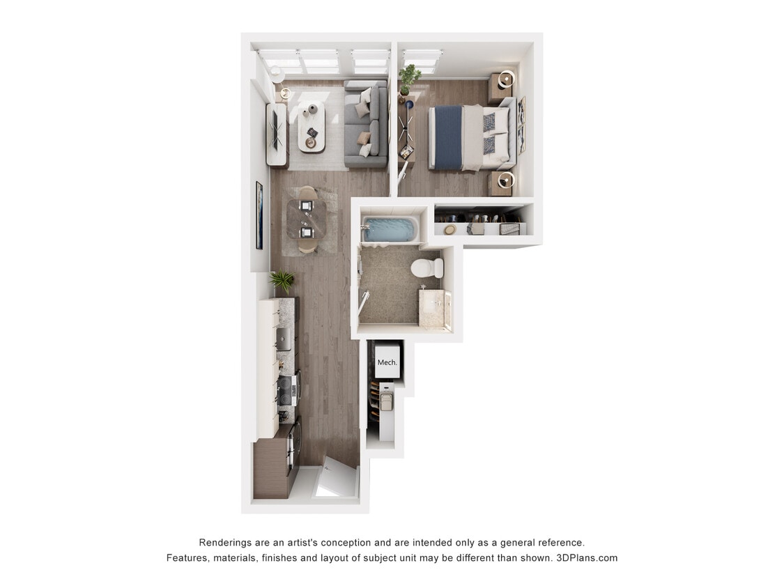 Floor Plan - O - 1 Bedroom