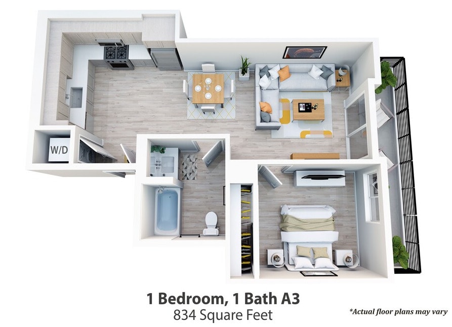 Floor Plan - 1BR/1.0BA