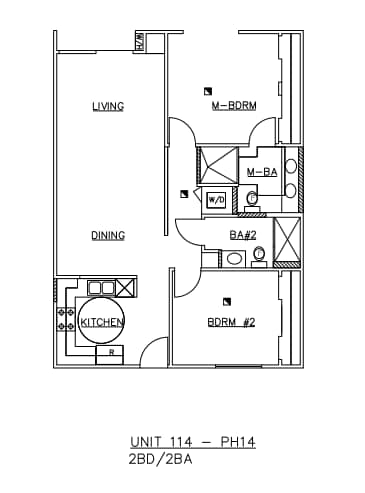 Floor Plan - Two-Bedroom Two-Bathroom - A