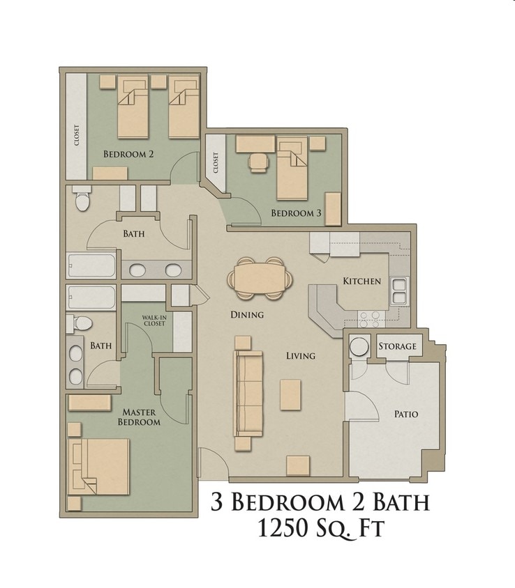 3BR/2BA - Three Bedrooms