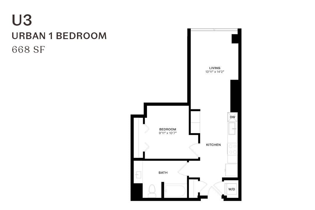 Floor Plan - Urban One Bedroom U3