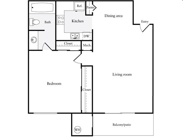 1BR/1BA - Floorplan D (1x1)