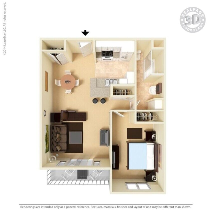 Floor Plan - Extra Large 1 Bed 1 Bath + Den