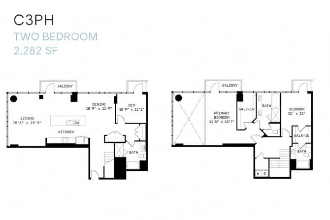 Floor Plan - Two Bedroom Den Penthouse C3ph
