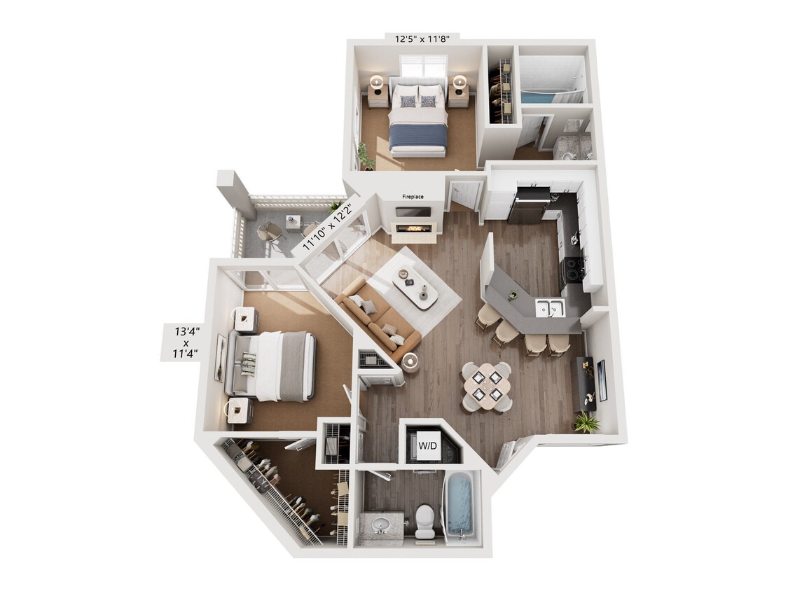 Floor Plan - 2 Bed, 2 Bath E