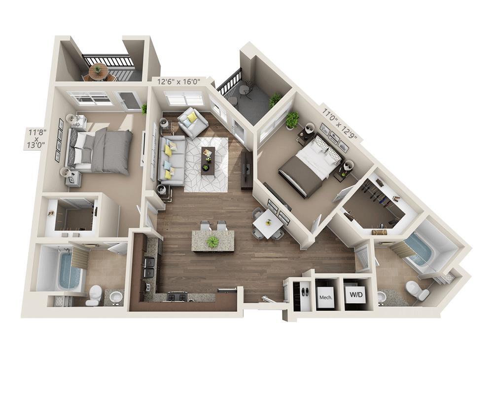 Floor Plan - Two Bedroom B2C