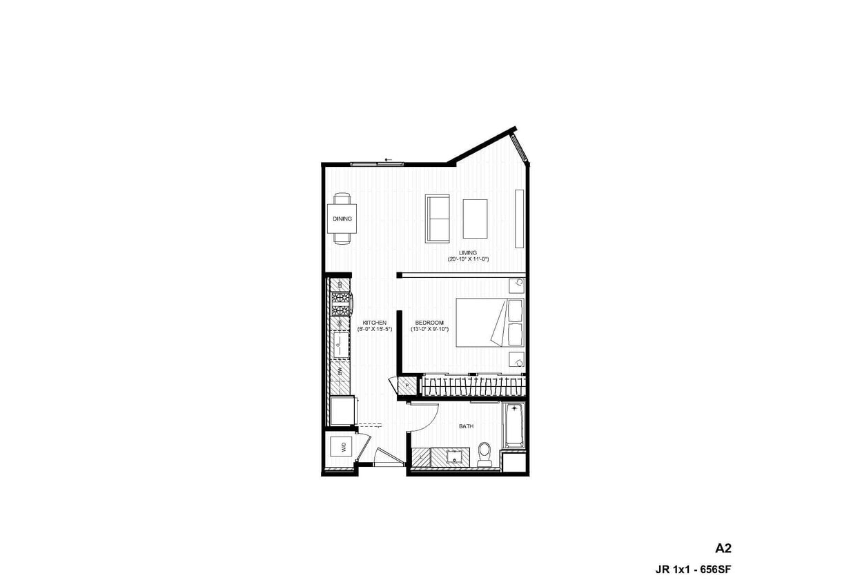 Floor Plan - A2-RW Jr 1x1