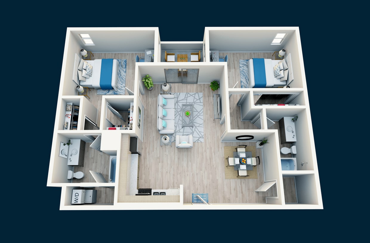 Floor Plan - 2 Bedroom, 2 Bath D