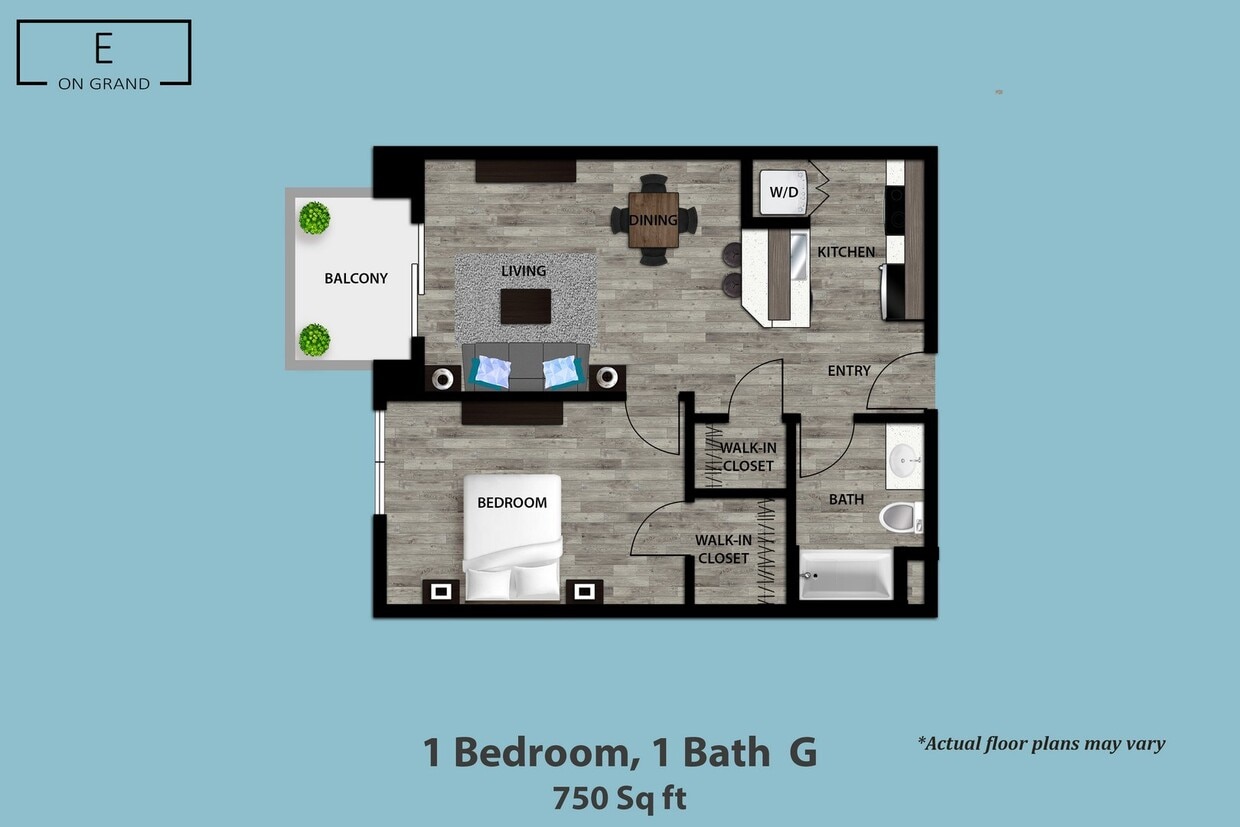 Floor Plan - 1 Bedroom, 1 Bath G