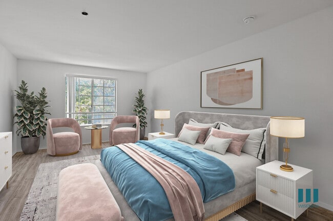 Large-Size Bedroom with Large-Size Windows - Rose Flower by Wiseman