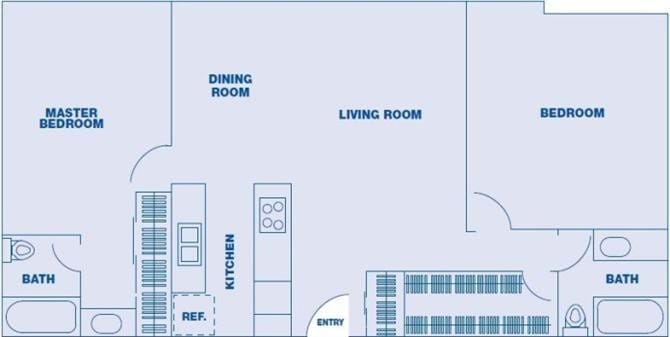 Floor Plan - 2 Bedroom/ 2 Bath