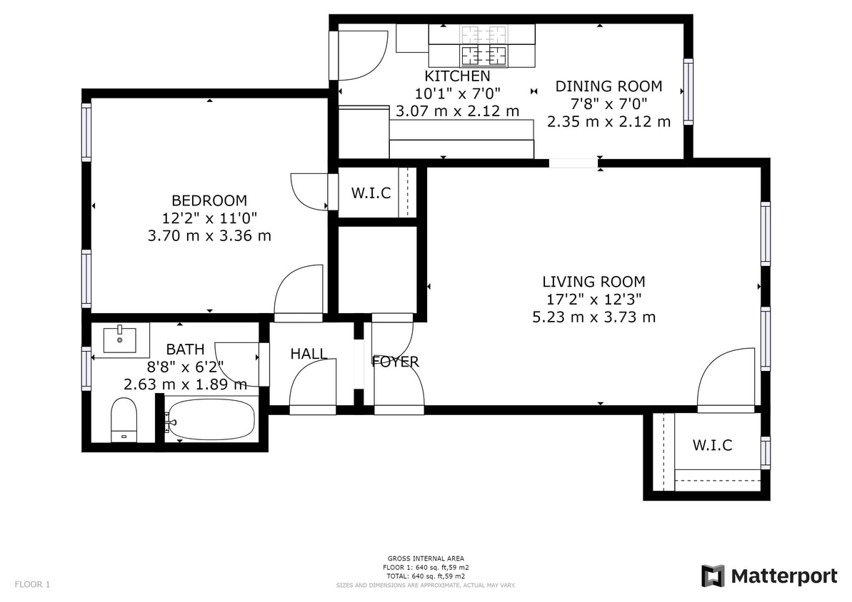 Floor Plan - 1 Bedroom + 1 Bath
