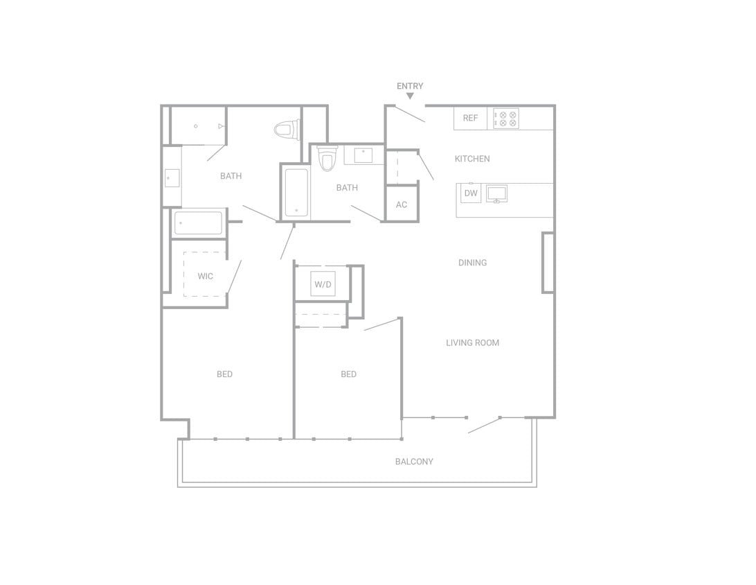 Floor Plan - 2 Bed 2 Bath - 1059 sqft