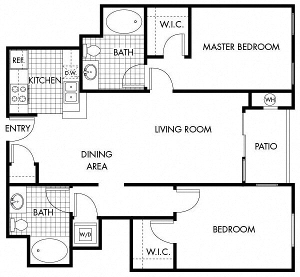 Floor Plan - 2 Bedrooms, 2 Bathrooms