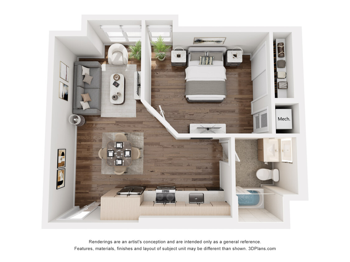 Floor Plan - W2 - 1 Bedroom
