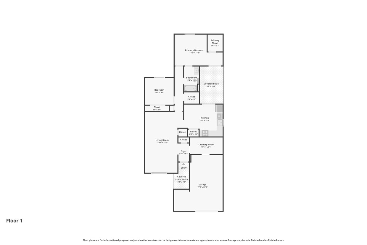 Floor Plan - 2 Bedroom 1.5 Bath