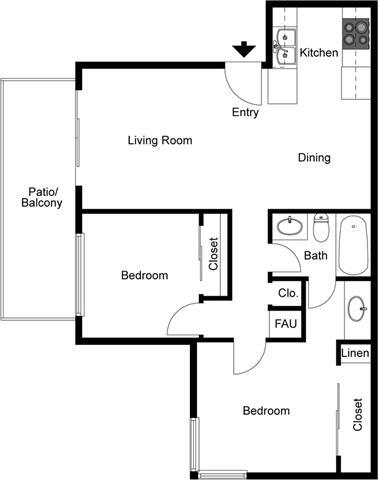 Floor Plan - 2 Bedroom 1 Bath