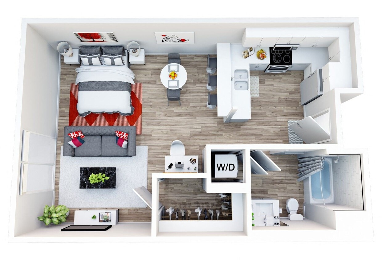 Floor Plan - Studio, 1 Bath A