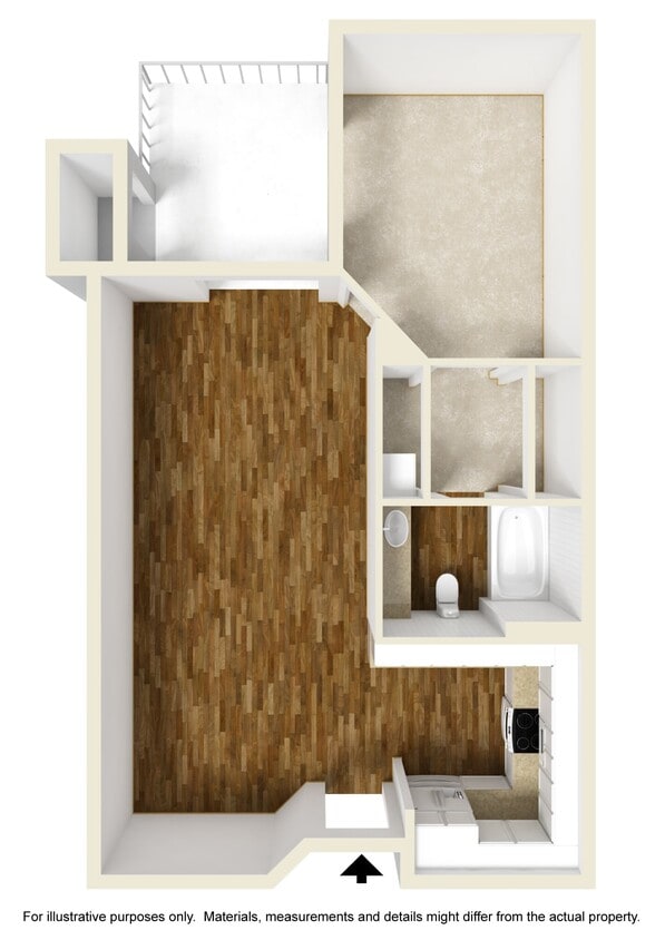 Floor Plan - 1 Bedroom, 1 Bathroom Plan A