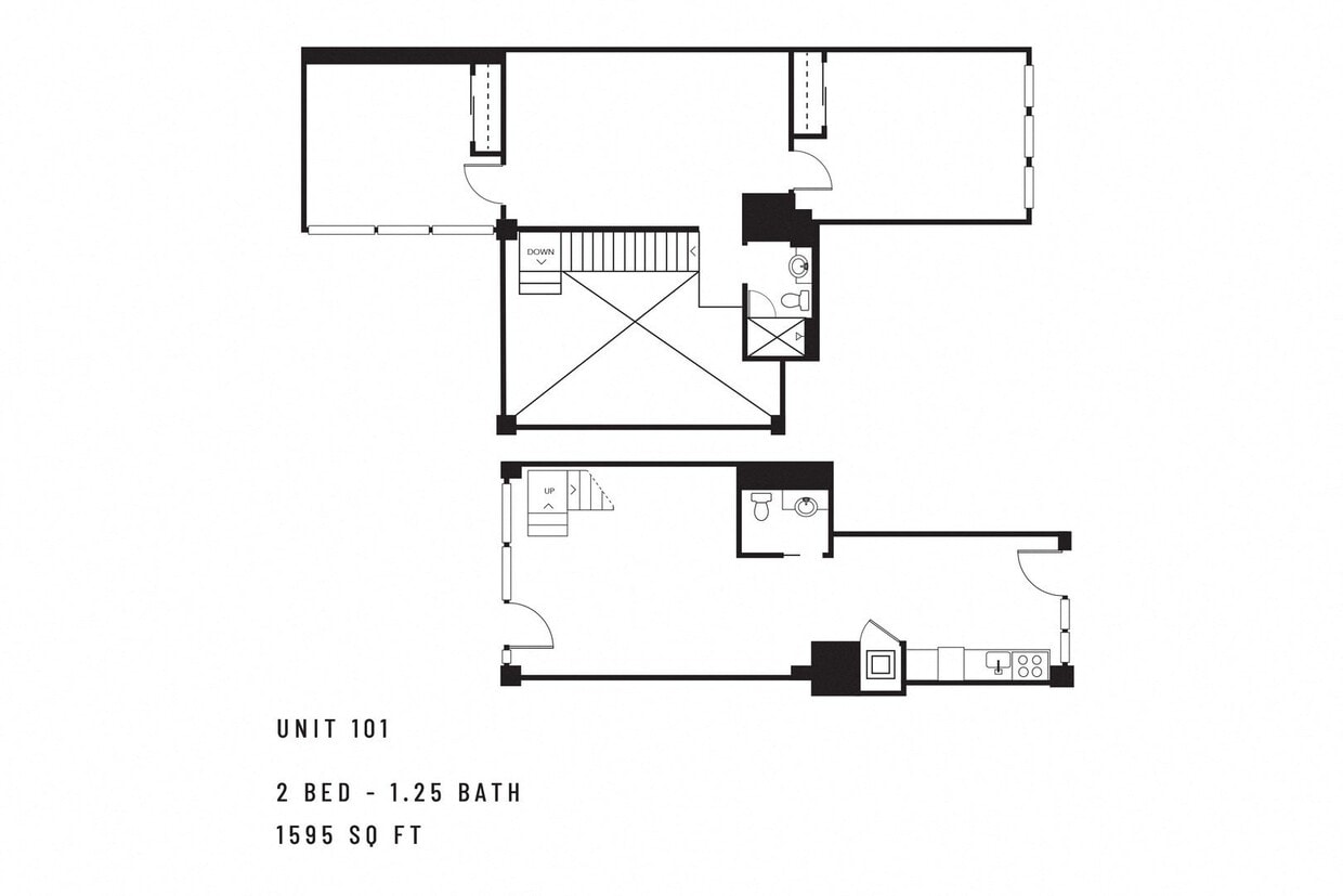 Floor Plan - 2 Bedroom + Loft, 2 Bath