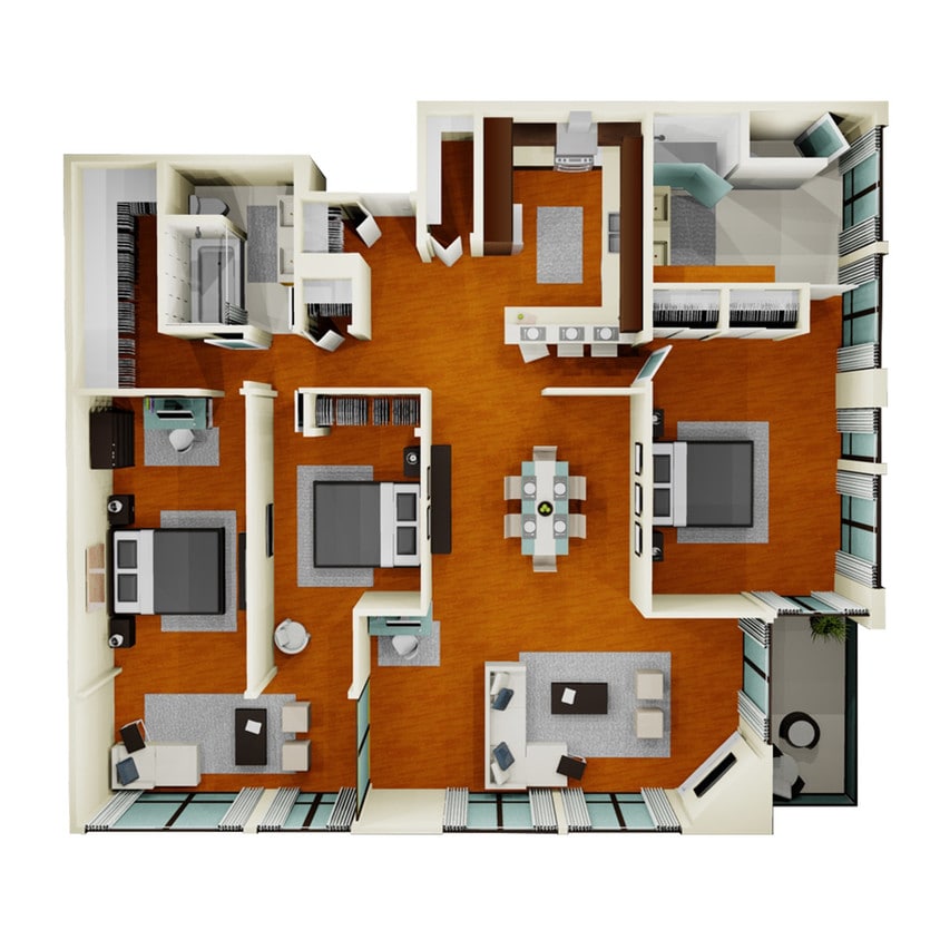 Floor Plan - Three Bedroom Corner Unit