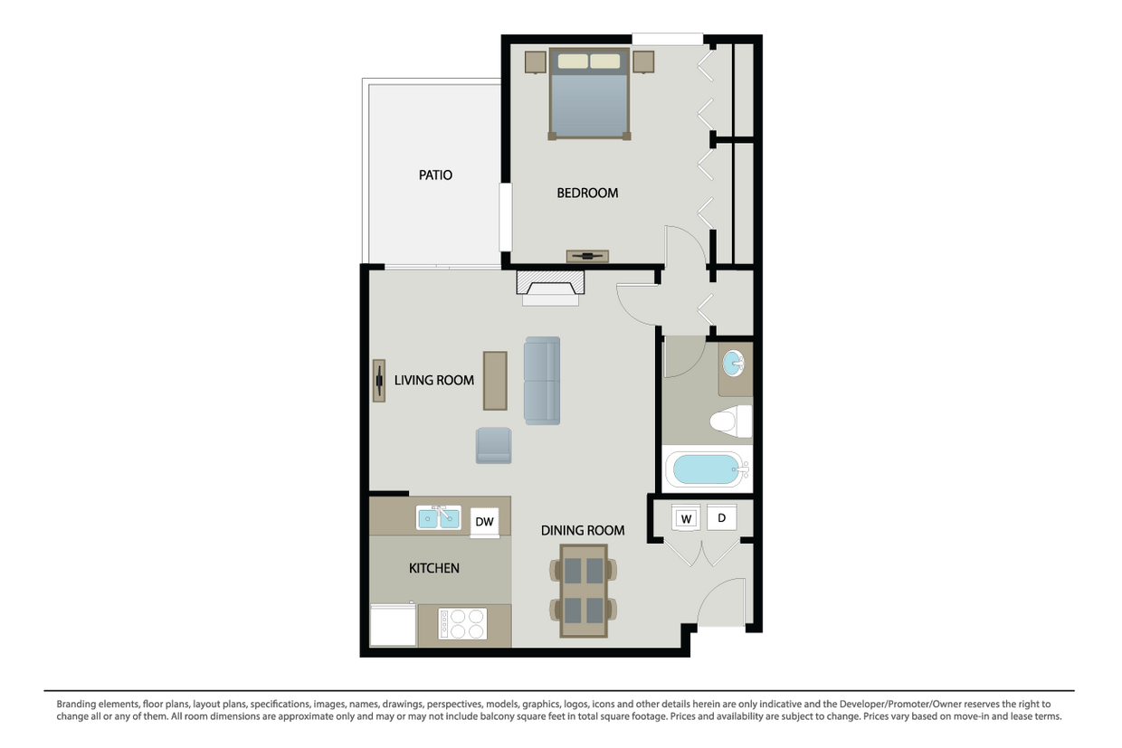 Floor Plan - B3 - 1 Bed 1 Bath
