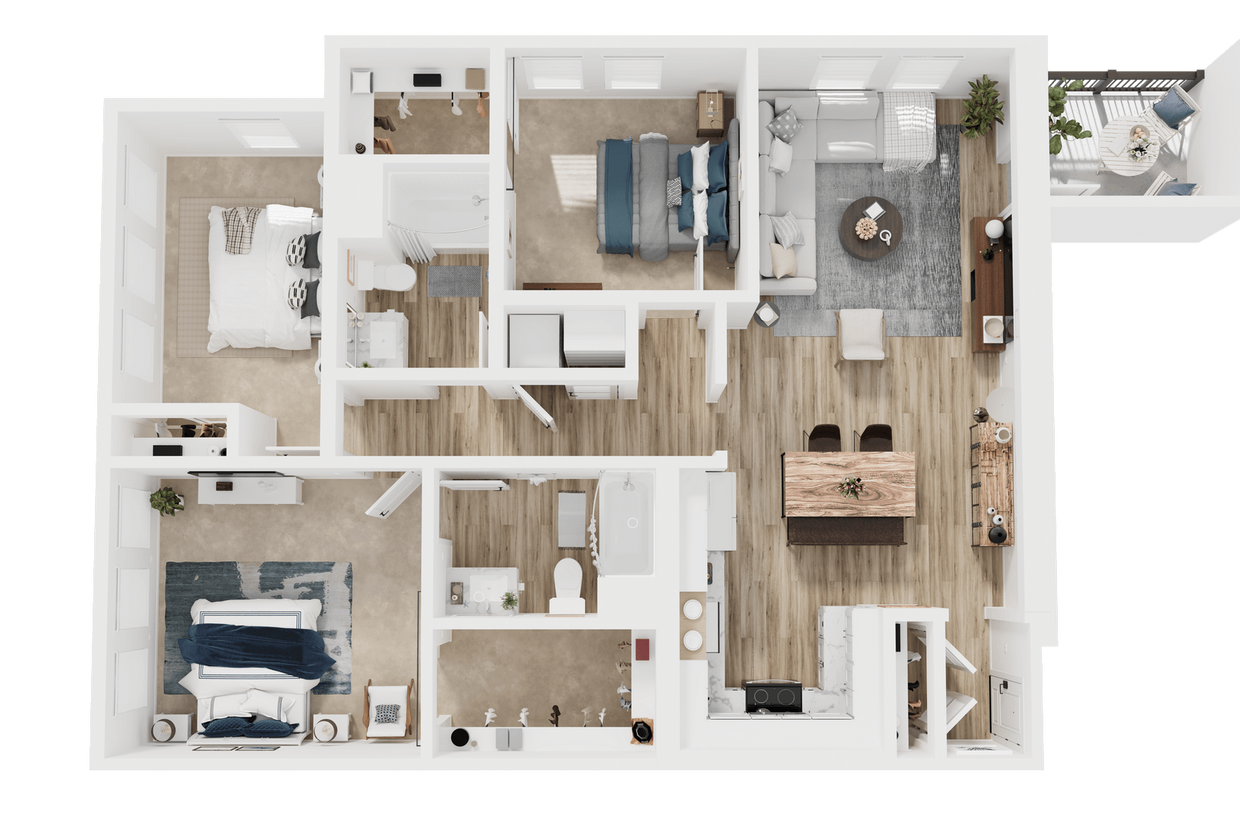 Floor Plan - 3 Bedroom, 2 Bath B