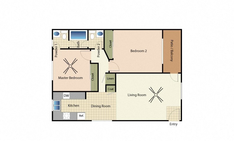 Floor Plan - 2 Bedrooms 1.5 Baths - 21A