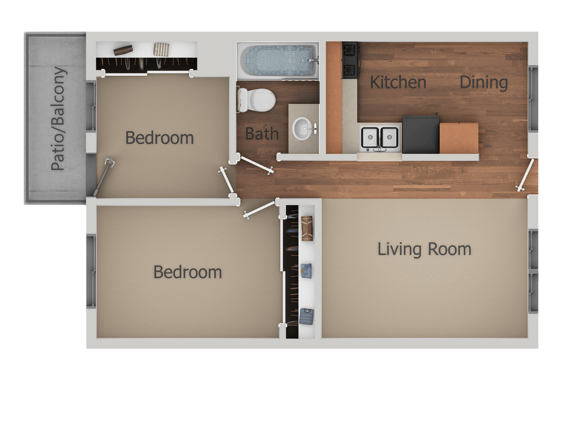 Floor Plan - 2 Bedroom 1 Bath