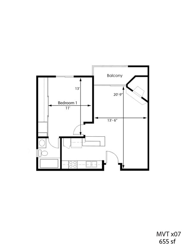 Floor Plan - 1BR 1BA - FLOOR PLAN H - 1441 MIDVALE